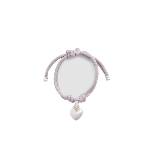 Heart ribbon pendant bracelet in Silver