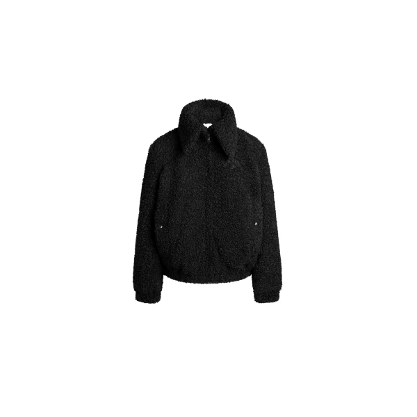 High neck bomber jacket in Black recycled faux fur