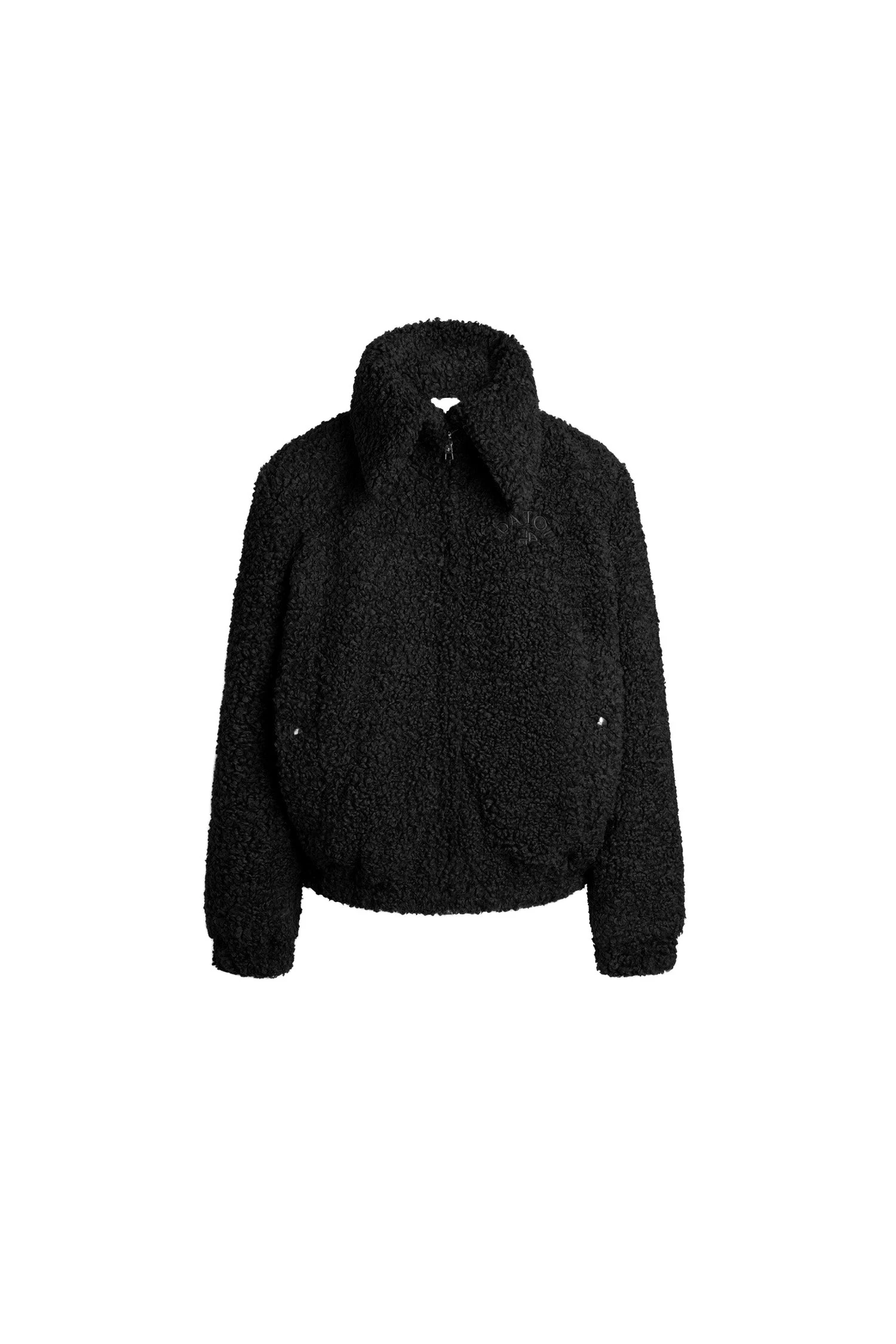 Patou High neck bomber jacket in Black recycled faux fur | Jackets | Coveti Patou High neck bomber jacket in Black recycled faux fur