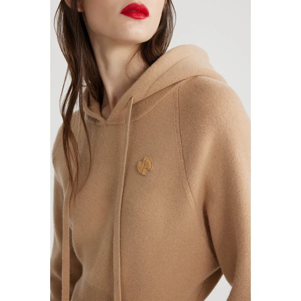 Hoodie in Biscuit sustainable wool and cashmere blend - Image 4