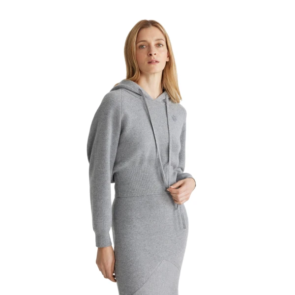 Hoodie in Grey sustainable wool and cashmere blend - Image 5