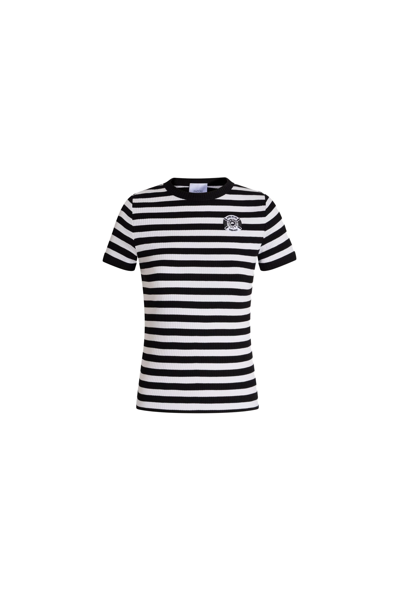 Patou Hôtel du Cap-Eden-Roc cotton ribbed striped T-shirt in Black White Stripes | Tops | Coveti Patou Hôtel du Cap-Eden-Roc cotton ribbed striped T-shirt in Black White Stripes