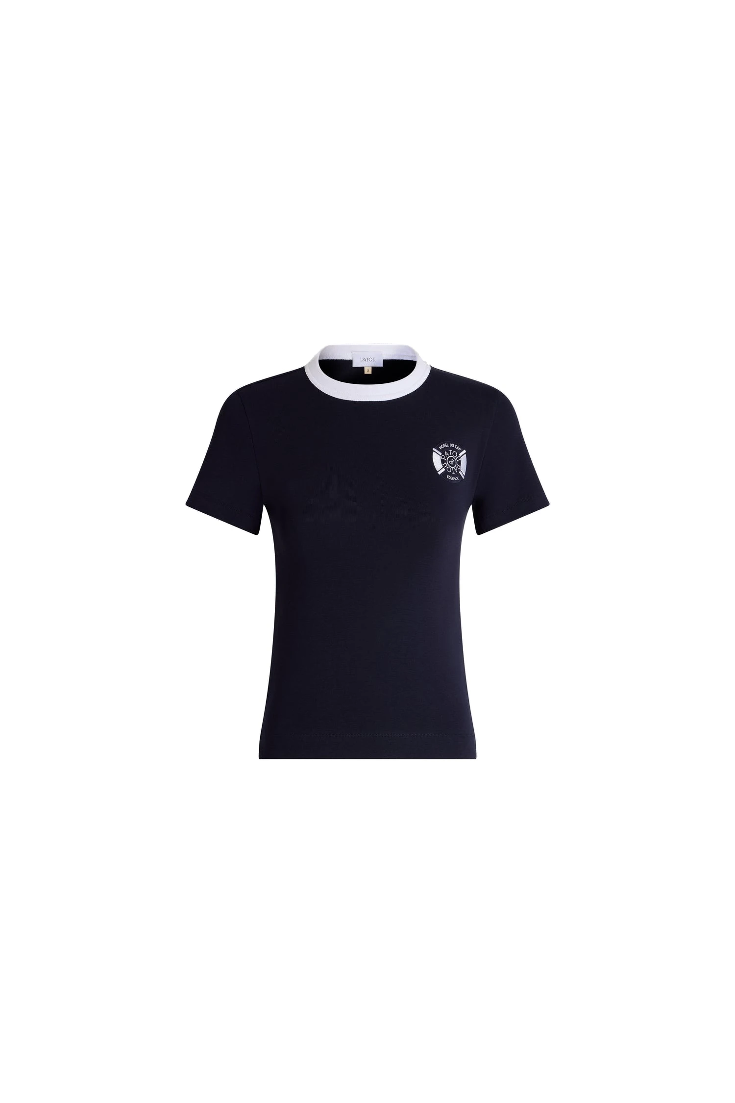 Patou Hôtel du Cap-Eden-Roc fitted T-shirt in Deep Sea Blue organic cotton | Tops | Coveti Patou Hôtel du Cap-Eden-Roc fitted T-shirt in Deep Sea Blue organic cotton