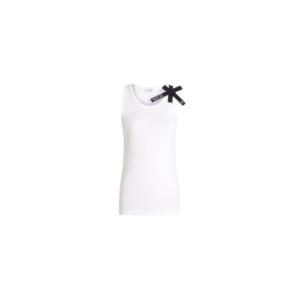 Patou Hôtel du Cap-Eden-Roc organic cotton knot strap tank top in White Navy
