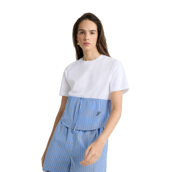 Hybrid t-shirt in White organic cotton - Image 4