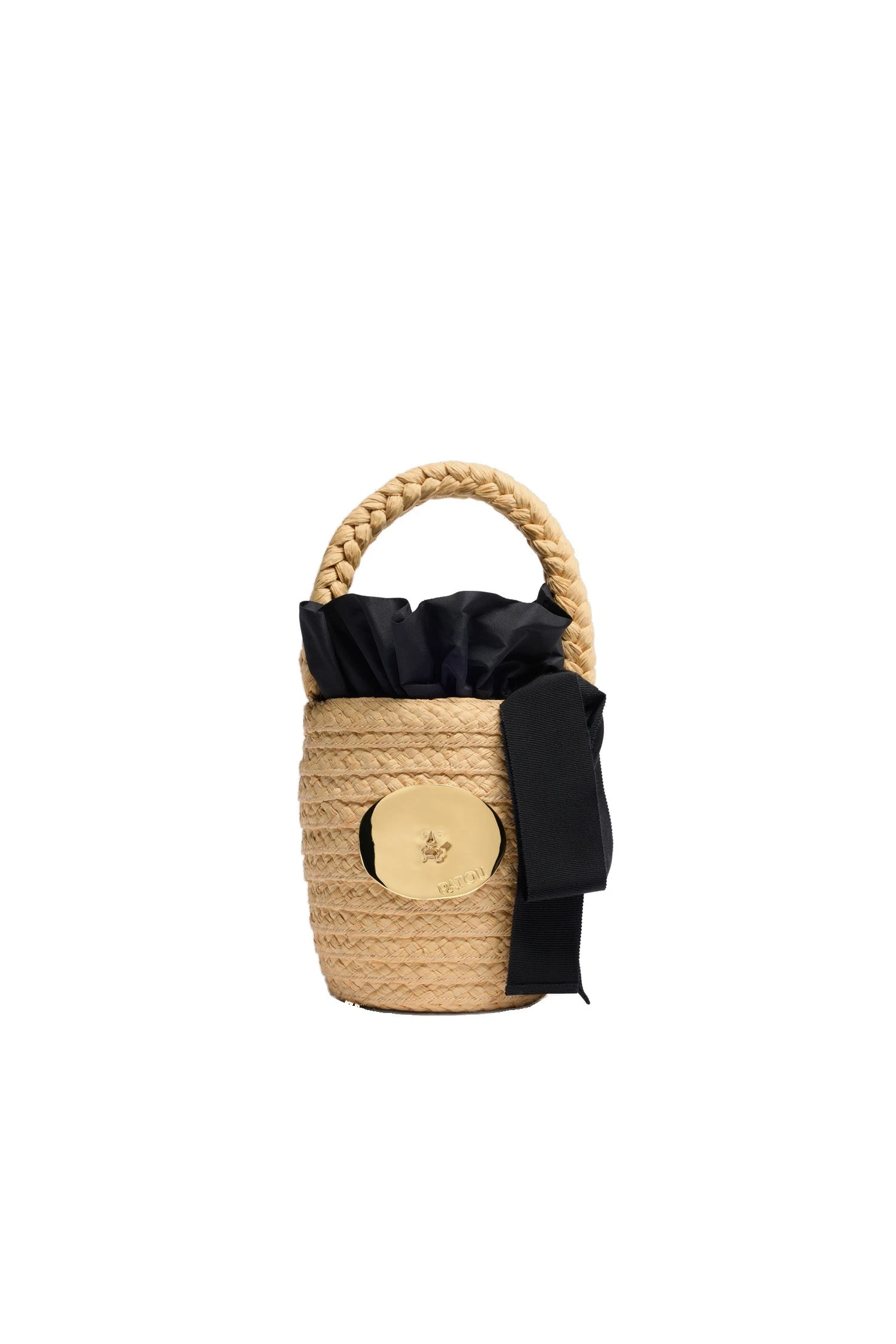 Patou Iconic bucket bag in raffia | Buy Designer Bags at Coveti Patou Iconic bucket bag in Vanilla raffia
