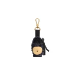 Patou Iconic bucket charm in Navy Black raffia