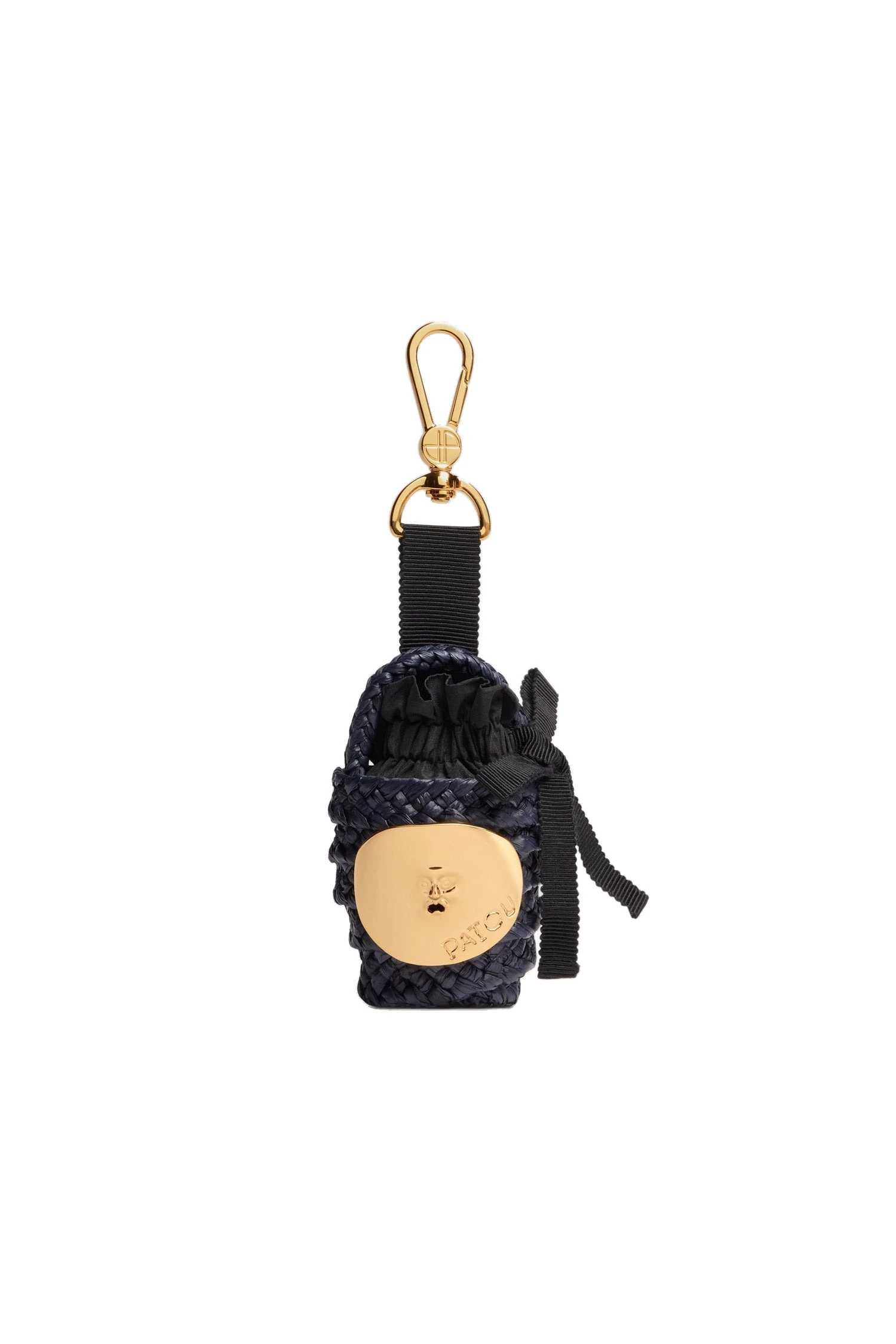 Patou Iconic bucket charm in Navy Black raffia | Bags | Coveti Patou Iconic bucket charm in Navy Black raffia