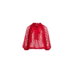Patou Iconic drawstring top in Babylone Red lace jersey