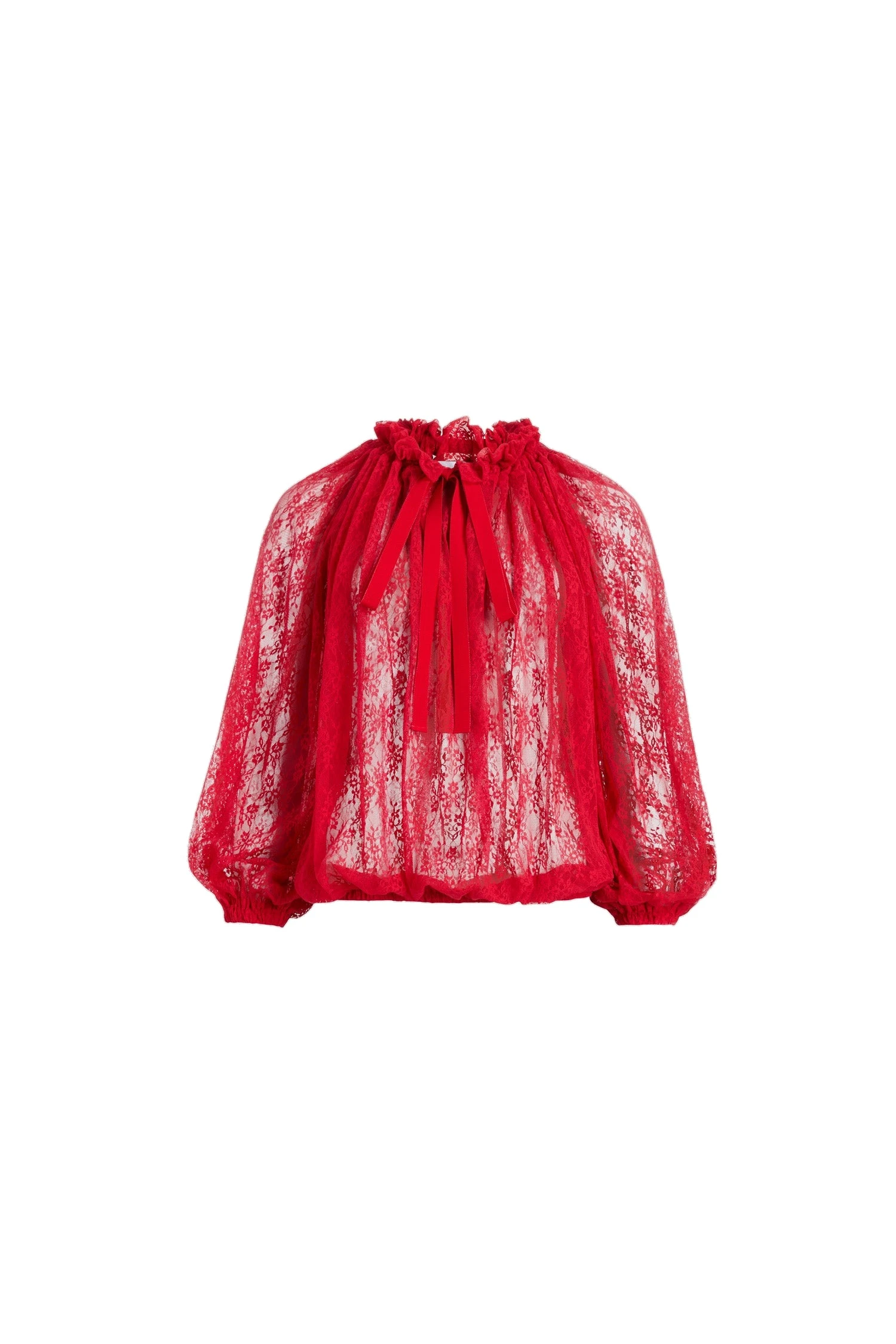 Patou Iconic drawstring top in Babylone Red lace jersey | Tops | Coveti Patou Iconic drawstring top in Babylone Red lace jersey
