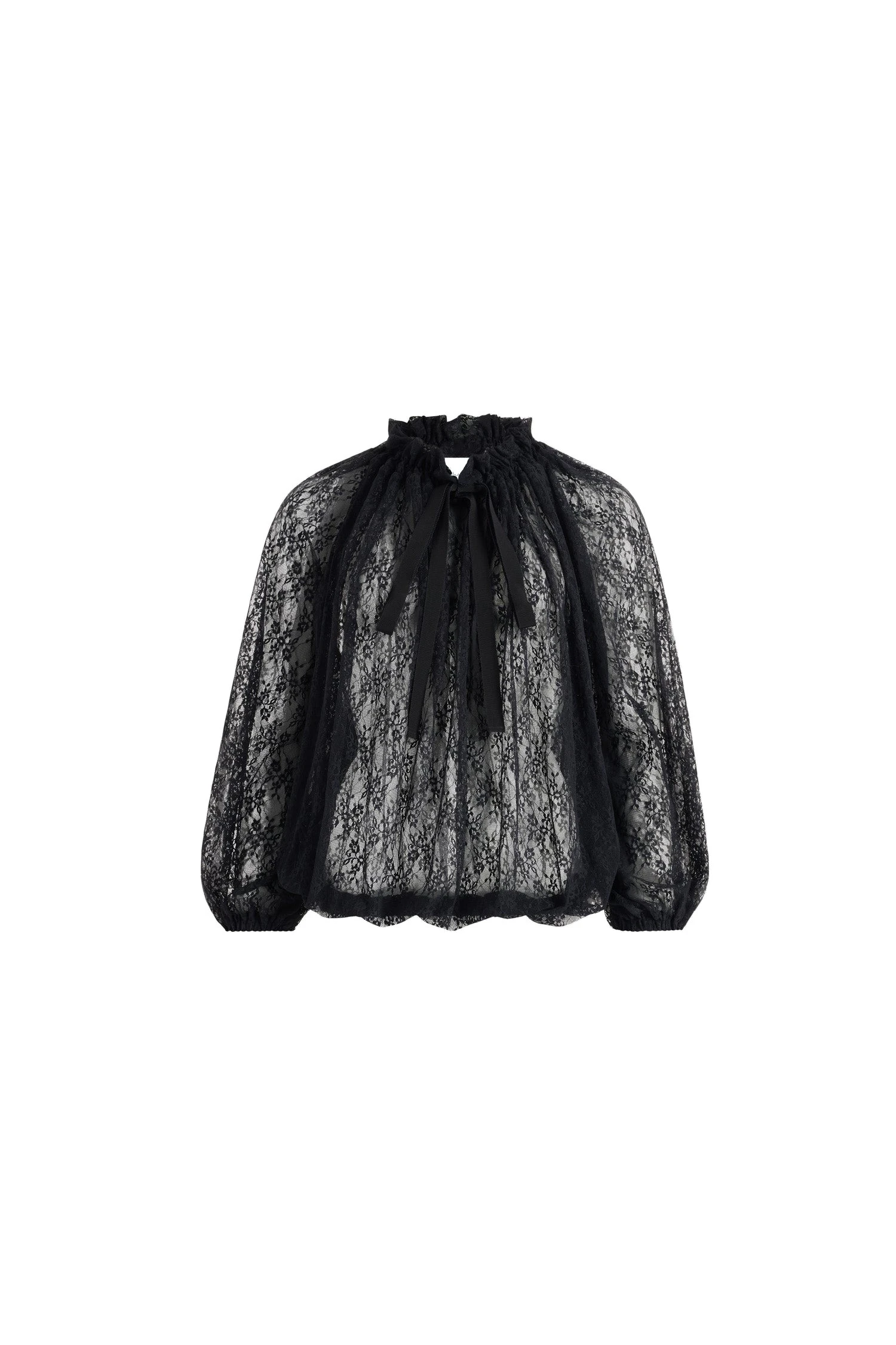 Patou Iconic drawstring top in Black lace jersey | Tops | Coveti Patou Iconic drawstring top in Black lace jersey