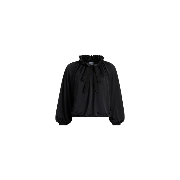 Patou Iconic drawstring top in Black satin jersey