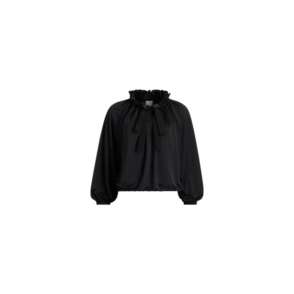 Patou Iconic drawstring top in Black satin jersey