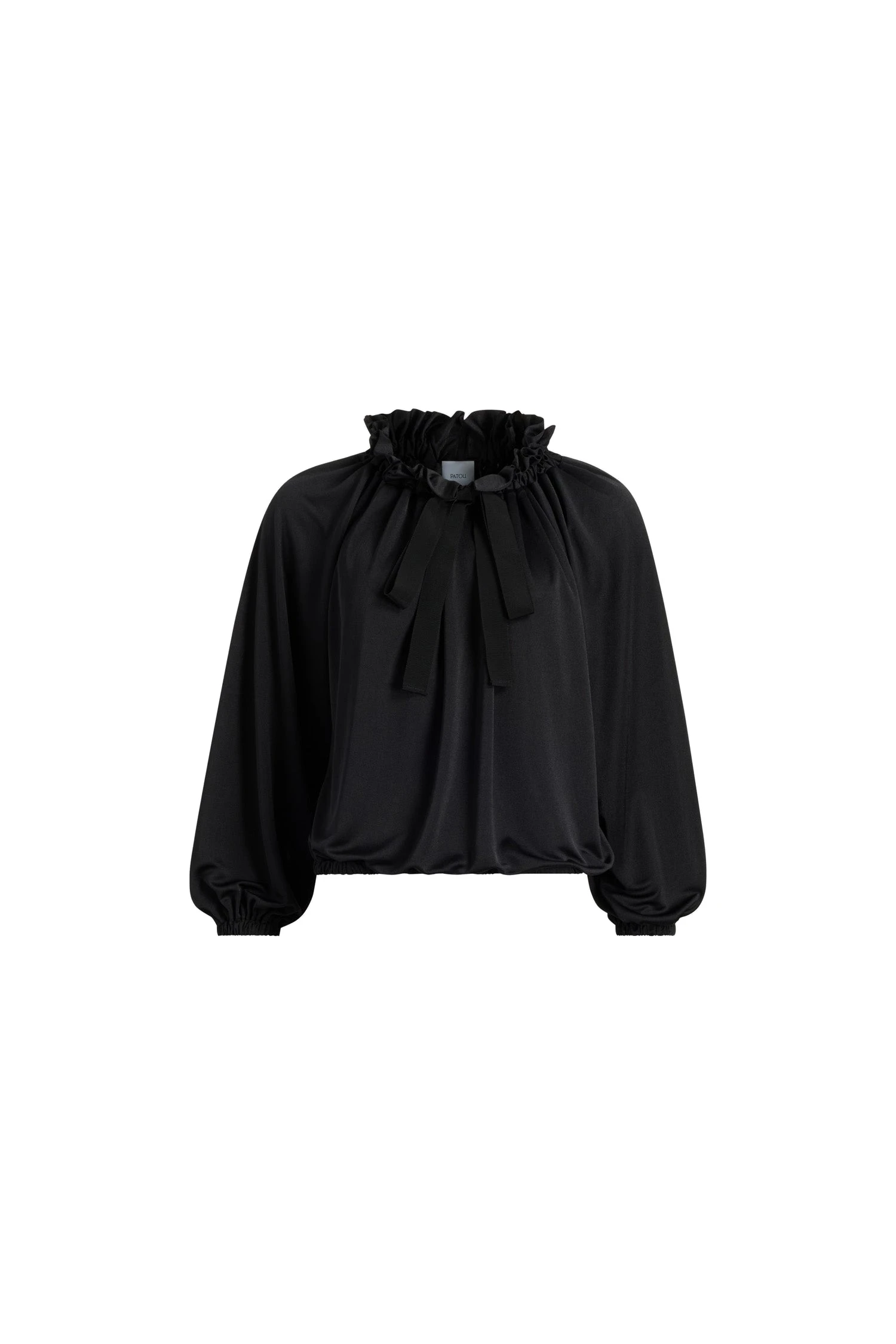 Patou Iconic drawstring top in Black satin jersey | Tops | Coveti Patou Iconic drawstring top in Black satin jersey