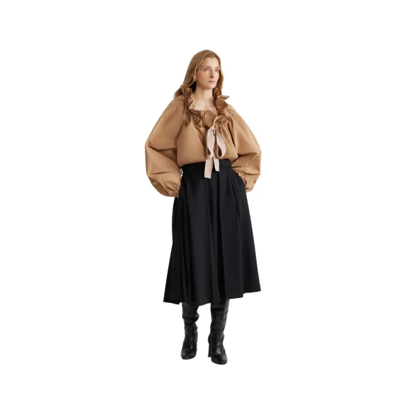 Iconic drawstring top in Gray Sand recycled faille - Image 2