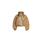 Patou Iconic drawstring top in Gray Sand recycled faille