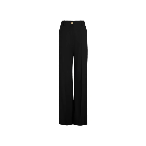 Iconic long trousers in Black organic cotton gabardine