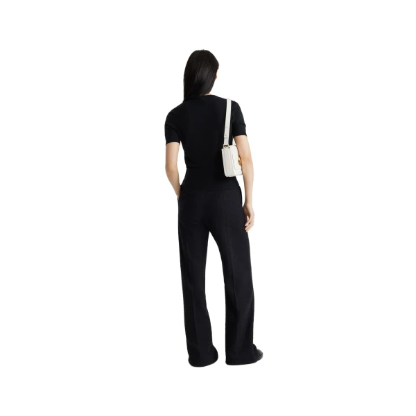 Iconic long trousers in Black sustainable wool and organic cotton tweed - Image 3