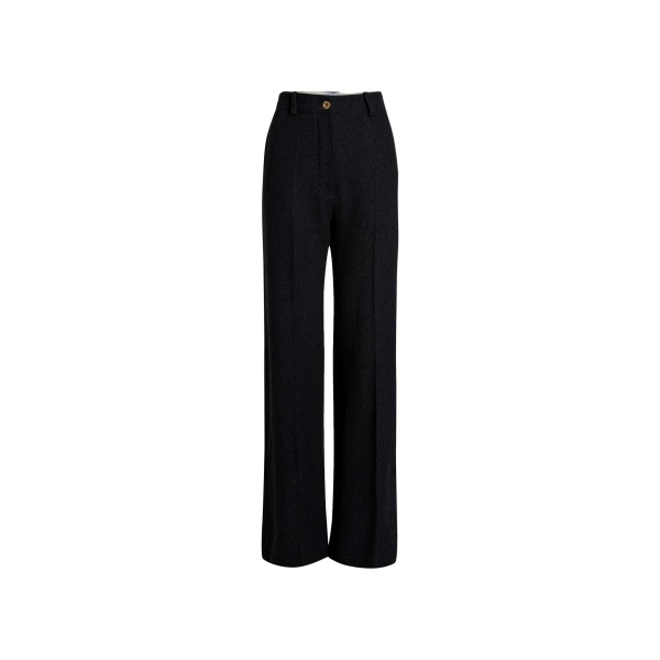 Patou Iconic long trousers in Black sustainable wool and organic cotton tweed
