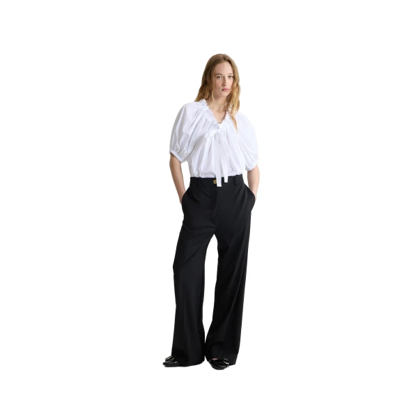 Iconic long trousers in Black virgin wool - Image 2