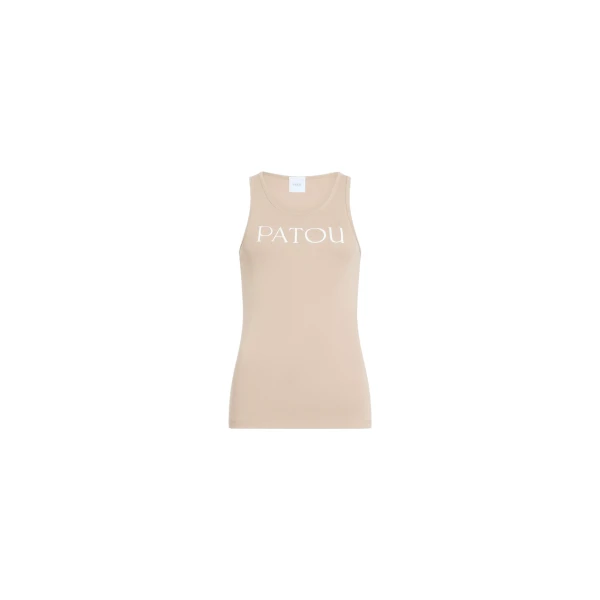Patou Iconic organic cotton tank top in Dune