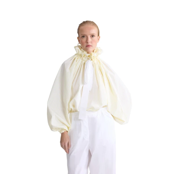 Iconic organic cotton voluminous striped top in Lemonade Stripes - Image 5