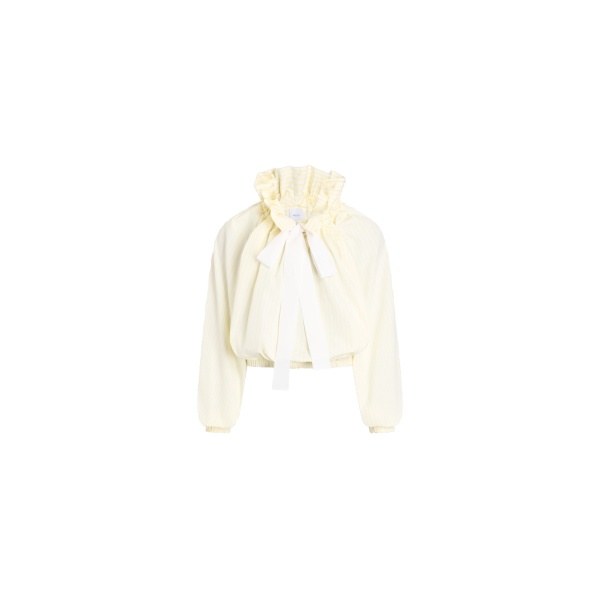 Patou Iconic organic cotton voluminous striped top in Lemonade Stripes