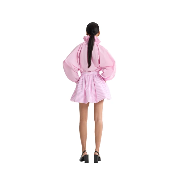 Iconic recycled faille voluminous top in Primrose Pink - Image 3