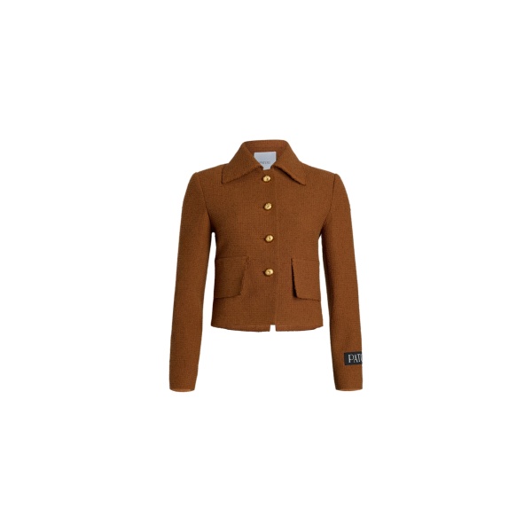 Patou Iconic short jacket in Autumn Leaf sustainable wool and organic cotton tweed