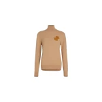 Patou JP turtleneck jumper in Biscuit sustainable wool and cashmere