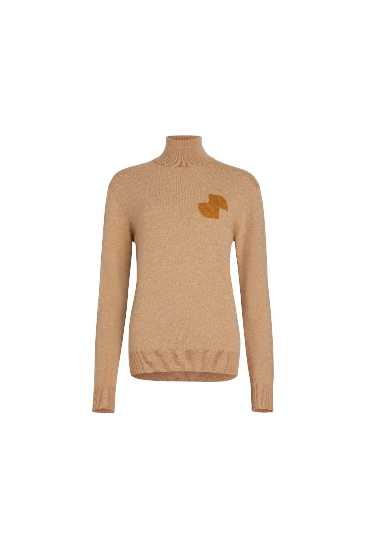 Patou JP turtleneck jumper in Biscuit sustainable wool and cashmere | Knitwear | Coveti Patou JP turtleneck jumper in Biscuit sustainable wool and cashmere