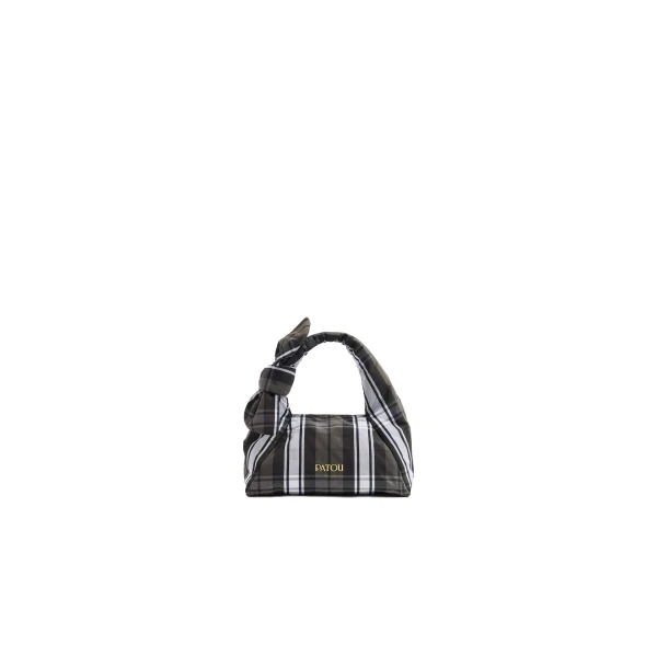Knotted bag in Mist Green Tartan recycled polyester