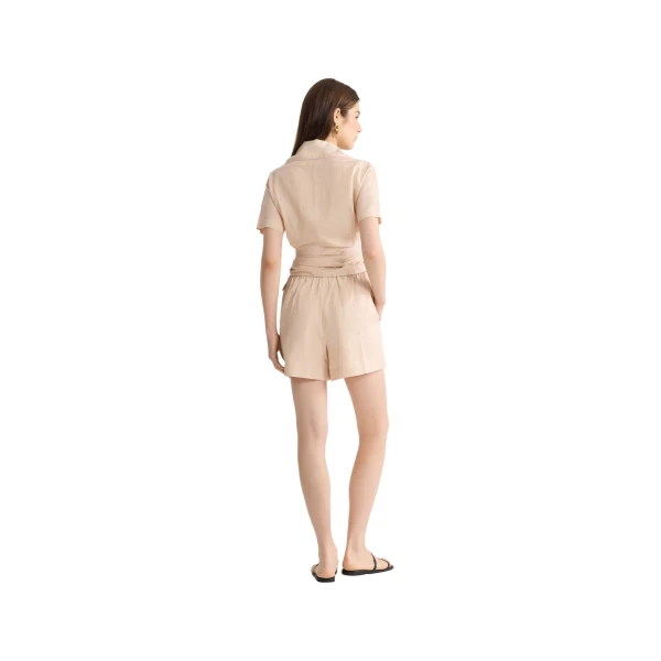 Knotted blended silk beach shirt in Shell Beach Stripes - Image 3