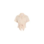 Patou Knotted blended silk beach shirt in Shell Beach Stripes