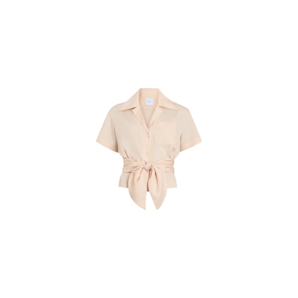 Patou Knotted blended silk beach shirt in Shell Beach Stripes