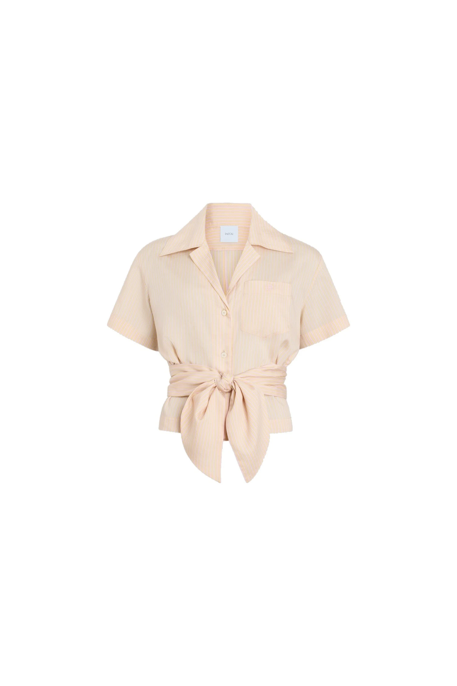 Patou Knotted blended silk beach shirt in Shell Beach Stripes | Tops | Coveti Patou Knotted blended silk beach shirt in Shell Beach Stripes