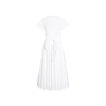 Patou Knotted organic cotton short-sleeved midi dress in White