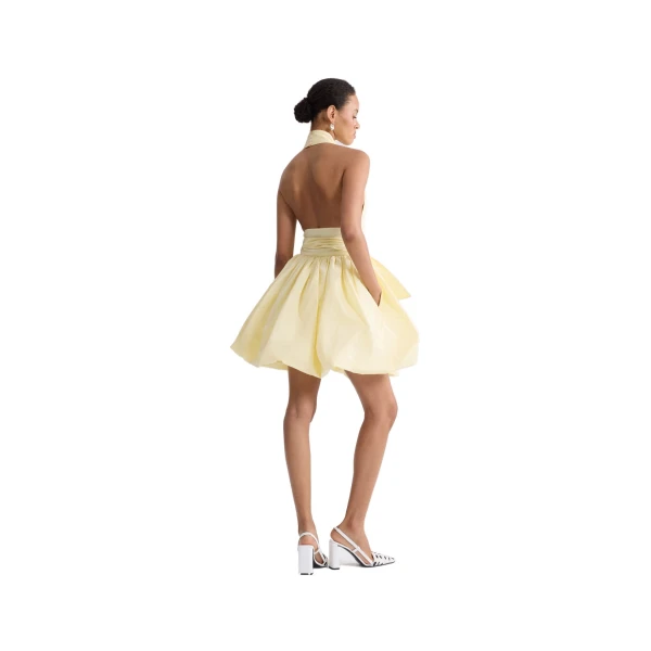 Knotted recycled faille mini bloomer dress in Citrus Blossom - Image 3