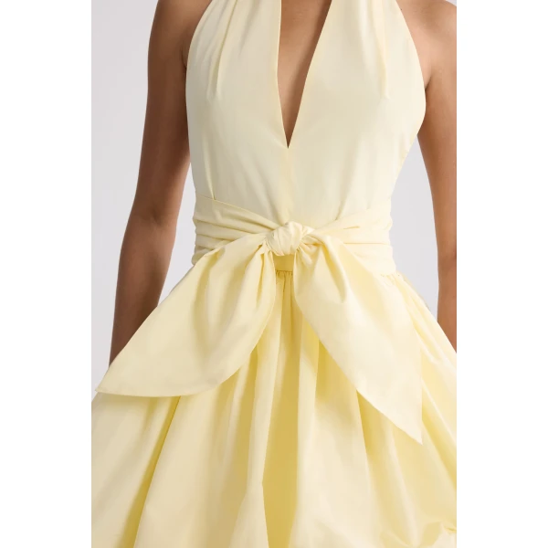 Knotted recycled faille mini bloomer dress in Citrus Blossom - Image 4