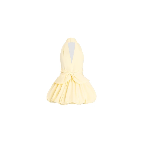 Knotted recycled faille mini bloomer dress in Citrus Blossom