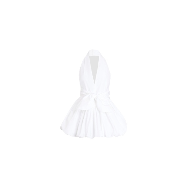 Patou Knotted recycled faille mini bloomer dress in White