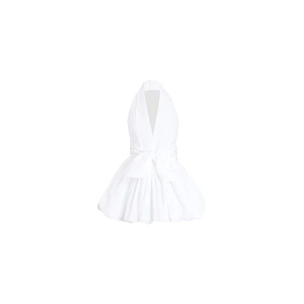 Patou Knotted recycled faille mini bloomer dress in White