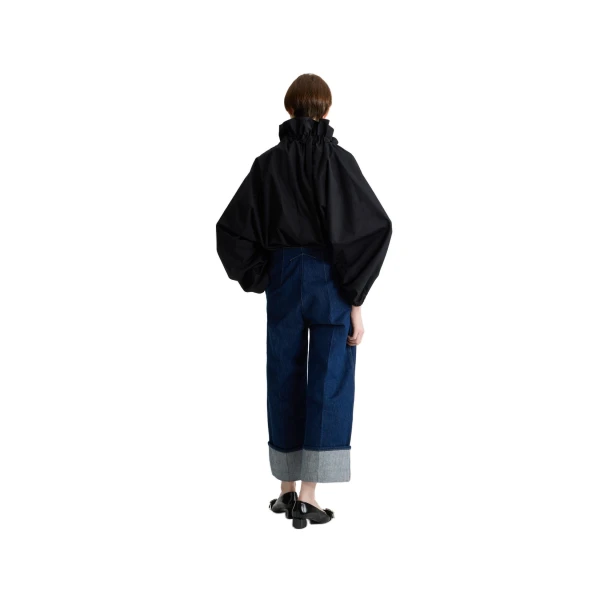 La Patou Blouse in Black organic cotton poplin - Image 3