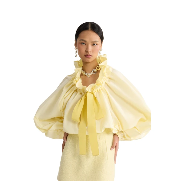 La Patou Blouse in Citrus Blossom recycled faille - Image 5