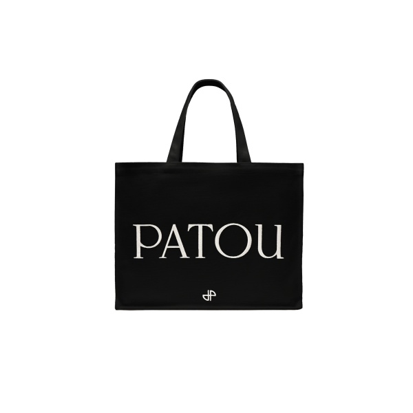 Patou Large Patou tote in Black cotton canvas
