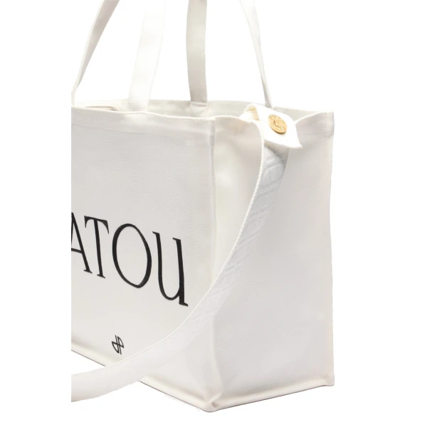 Large Patou tote in White cotton canvas - Image 2