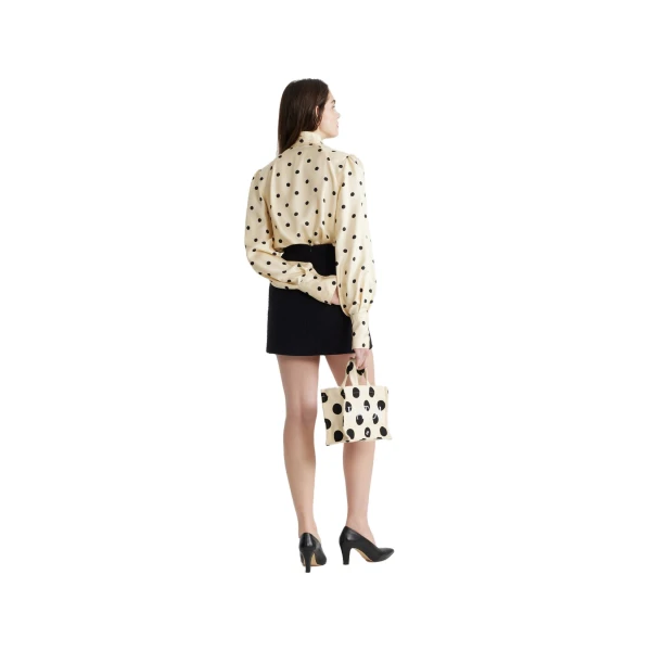 Lavallière blouse in Angora Dots printed organic silk - Image 4