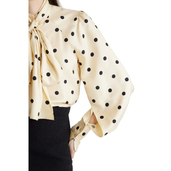 Lavallière blouse in Angora Dots printed organic silk - Image 5