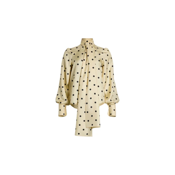 Lavallière blouse in Angora Dots printed organic silk