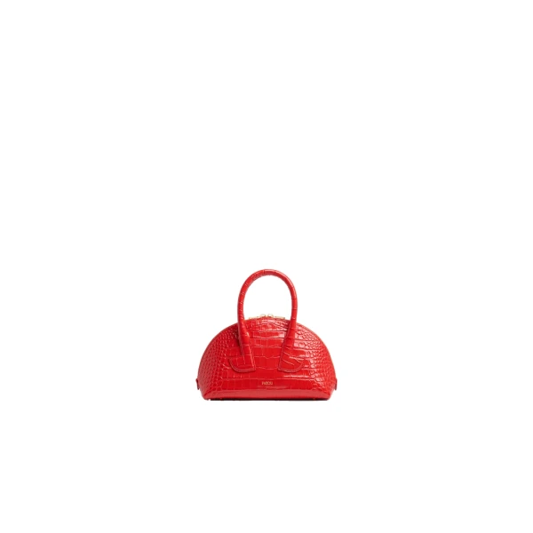 Patou Le Patou Bowling bag in Babylone Red crocodile-embossed leather